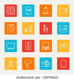 Set Of Home Appliances And Electronics Icons.