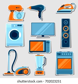 Set home appliances  Household items for sale   shopping advertising design 