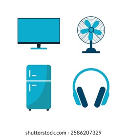 set of home appliances icons, electronics symbols, household devices