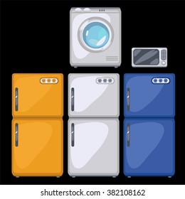 Set of home appliances for the kitchen. Hygienic cleanliness. Vector illustration.