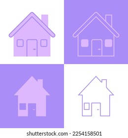 Set home business icon, flat and solid color