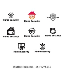 Set of Home cctv vector logo template. House Secure Camera CCTV Logo Template Design Vector, Emblem, Concept Design, Creative Symbol, Icon