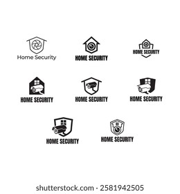 Set of Home cctv vector logo template. House Secure Camera CCTV Logo Template Design Vector, Emblem, Concept Design, Creative Symbol, Icon