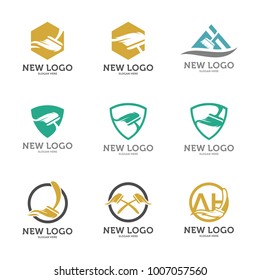 Set Of Home Clean Logo Design Template. Initial A, H Clean logo design concept