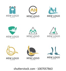 Set Of Home Clean Logo Design Template. Initial A, H Clean logo design concept