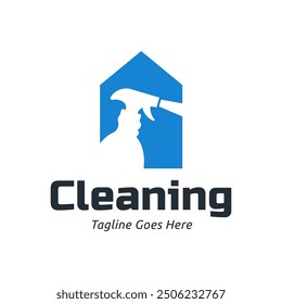 Conjunto de Vector de diseño de logotipo de servicios de limpieza del hogar. Diseño de logotipo de spray limpio.