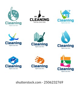 Set of Home Cleaning Services Logo Design Vector. Cleaning broom logo design.