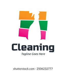 Conjunto de Vector de diseño de logotipo de servicios de limpieza del hogar. Diseño de logotipo de spray limpio.