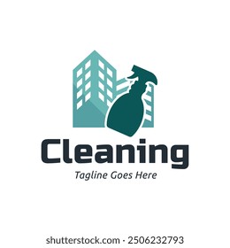 Conjunto de Vector de diseño de logotipo de servicios de limpieza del hogar. Diseño de logotipo de spray limpio.