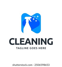 Conjunto de Vector de diseño de logotipo de servicios de limpieza del hogar. Diseño de logotipo de spray limpio.