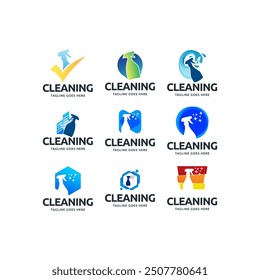 Set of Home Cleaning Services Logo Design Vector. Clean spray logo design.