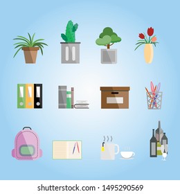 set of home decor. icons flat style Elements of interior design.