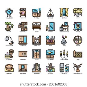 Set of Home decoration thin line icons for any web and app project. 