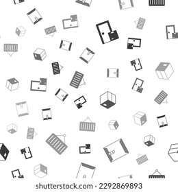 Set Home delivery services, Envelope, Carton cardboard box and Container crane on seamless pattern. Vector