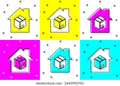 Set Home delivery services icon isolated on color background.  Vector