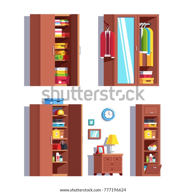 Set Home Dressing Room Wardrobes Wardrobe Stock Vector Royalty