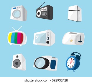set of home electronics appliances icon vector illustration