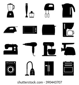 Set of home electronics appliances, vector illustration