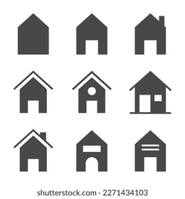 Set of Home Glyph Solid Icon. Editable Stroke. Vector Eps 10