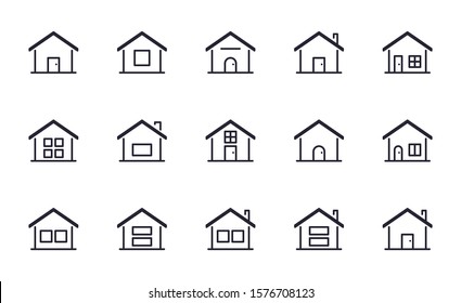 Set of Home, House, Real estate vector icon illustration