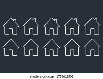 Set home icon. House symbol illustration vector to be used in web applications. House flat pictogram isolated. Stay home. Line icon representing house for web site or digital apps. 