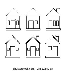 set of home icon with one outline