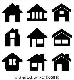 Set of home icon. symbol of house or building with trendy flat style icon for web site design, logo, app, UI isolated on white background. Vector Illustration