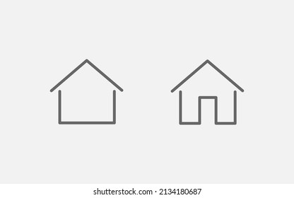 Juego de iconos de inicio, Forma delgada de contorno del vector de casa