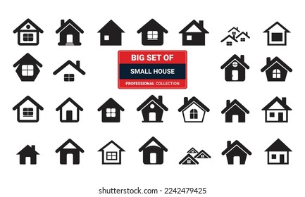 Set of home icon, Thin outline shape of house vector, 3d illustration