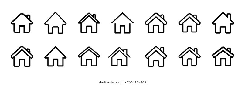 Set of home icon vector. House symbol illustration on white background