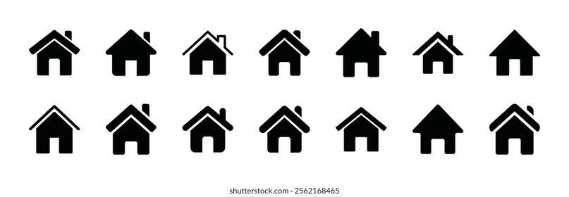 Set of home icon vector. House symbol illustration on white background