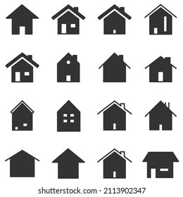 Set of home icon vector illustrator. House linear line silhouette symbol. 640x640 pixels.