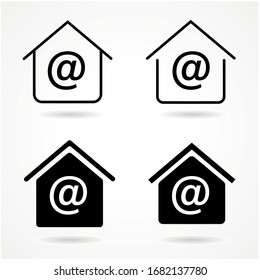 set of at home Icon. Virus outbreak precautions, preventive measures, safety instructions, pandemic quarantine, warning advice, flu spread, avoid social contact, stay home