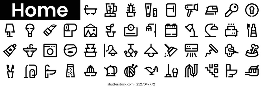 Set of home Icons. Black flat icon collection isolated on white Background