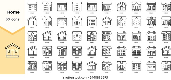 Set of home icons. Simple line art style icons pack. Vector illustration