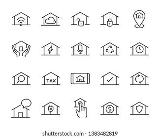 set of home icons, such as smart home, cloud, sale, wifi, tax, phone