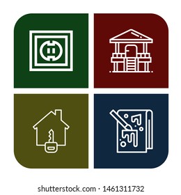Set of home icons such as Socket, Hut, House, Painting , home