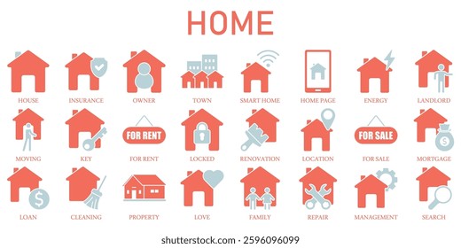 Set of Home Icons or symbols Vector fully editable file.