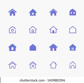 Set of Home icons. Thin line collection of home icons. Vector set of signs. House and home simple symbols