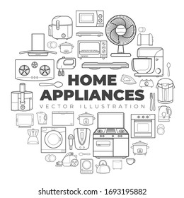 set of of household appliances vector illustration