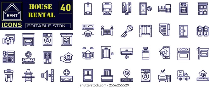Set of home line icons of different types of houses icons .