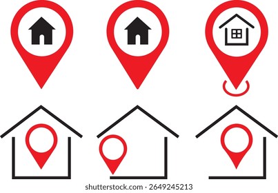 Set of Home location icon set .Map pointer sign.Web home flat icon and websites vactor,
