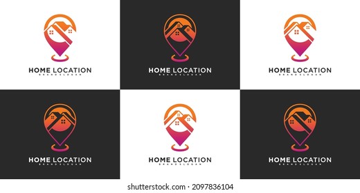 Set of home location logo design template with modern gradients colour concept Premium Vektor