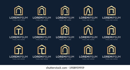 set of home logo combined with letter N, T, A, designs Template.