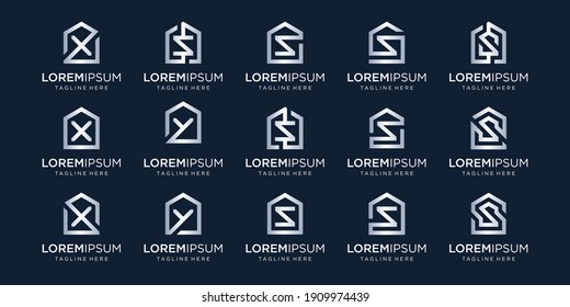 set of home logo combined with letter X, S, Y, designs Template.