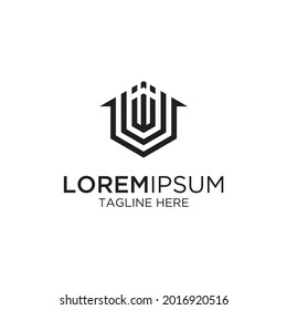 Set of home logo combined with letter w designs template