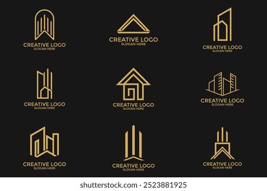 Conjunto de diseño de logotipo de la casa, símbolo de icono de la casa, logotipo del arquitecto, colecciones de Vector de logotipo de bienes raíces