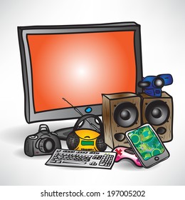 Set home media technology on a white background