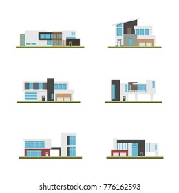 Set of home and modern houses, Modern building and architecture, Collection of home vector illustration