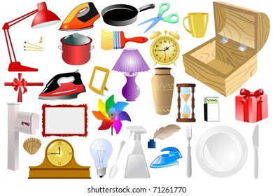 Set of of home objects. Vector